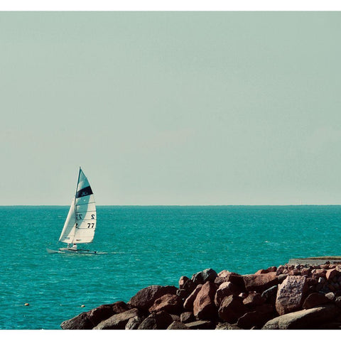 Sailboat Black Modern Wood Framed Art Print with Double Matting by Singleton, Ashley