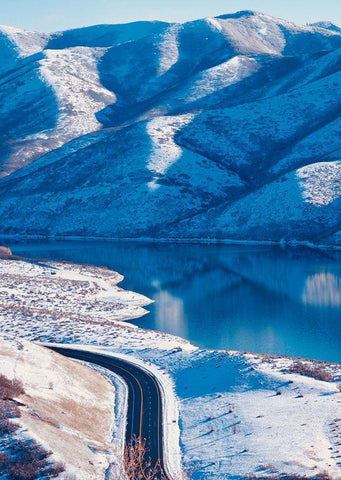 Winter Road II White Modern Wood Framed Art Print with Double Matting by Singleton, Ashley