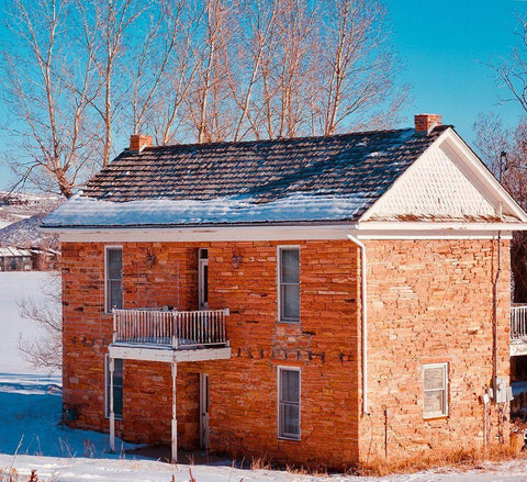 Winter Cabin Black Ornate Wood Framed Art Print with Double Matting by Singleton, Ashley
