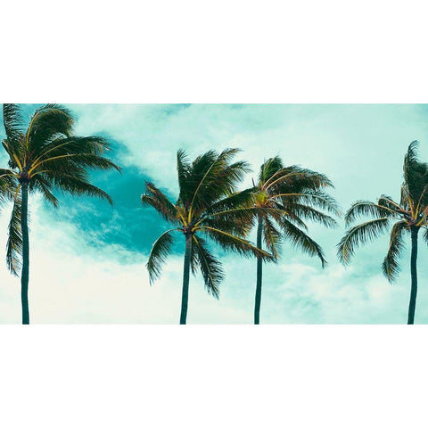 Blue Palms Gold Ornate Wood Framed Art Print with Double Matting by Singleton, Ashley