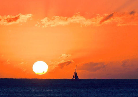 Sunset Sail Black Ornate Wood Framed Art Print with Double Matting by Singleton, Ashley