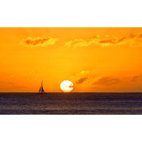 Sunset Sail II Gold Ornate Wood Framed Art Print with Double Matting by Singleton, Ashley