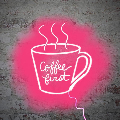 Coffee First Black Modern Wood Framed Art Print by Singleton, Ashley