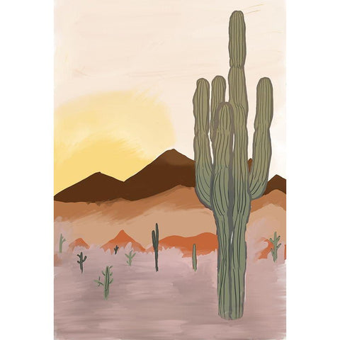 Cactus Gold Ornate Wood Framed Art Print with Double Matting by Singleton, Ashley