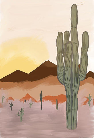 Cactus White Modern Wood Framed Art Print with Double Matting by Singleton, Ashley