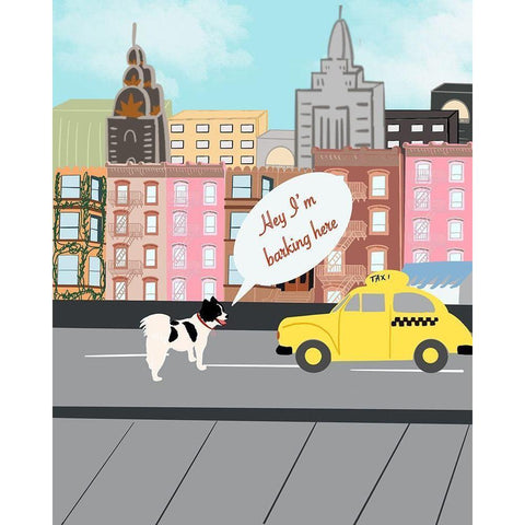 Barking Here Black Modern Wood Framed Art Print by Singleton, Ashley