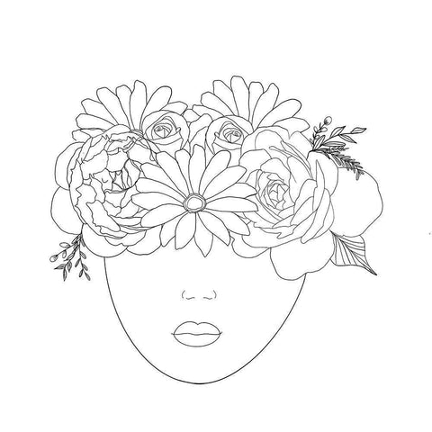 Floral Girl White Modern Wood Framed Art Print by Singleton, Ashley