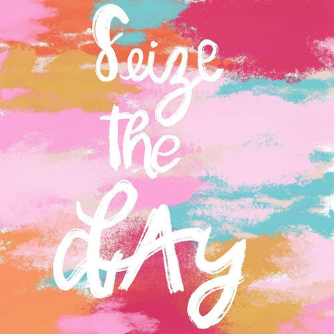 Seize the Day White Modern Wood Framed Art Print with Double Matting by Singleton, Ashley