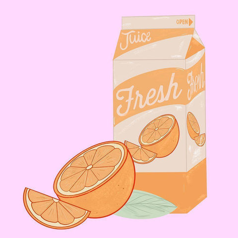 Orange Juice Black Modern Wood Framed Art Print with Double Matting by Singleton, Ashley