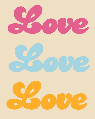 Love Love Love White Modern Wood Framed Art Print with Double Matting by Singleton, Ashley