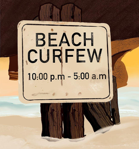 Beach Curfew White Modern Wood Framed Art Print with Double Matting by Singleton, Ashley