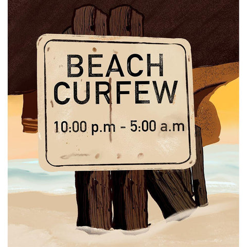 Beach Curfew Black Modern Wood Framed Art Print by Singleton, Ashley