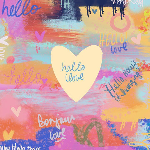 Hello White Modern Wood Framed Art Print by Singleton, Ashley