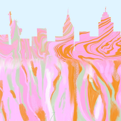 City Skyline II White Modern Wood Framed Art Print by Singleton, Ashley