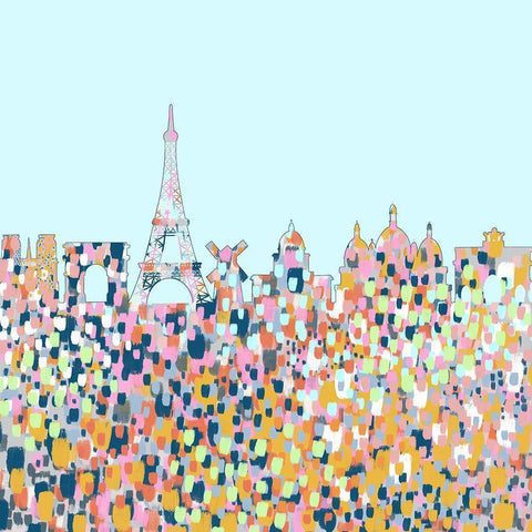 City Skyline III Gold Ornate Wood Framed Art Print with Double Matting by Singleton, Ashley