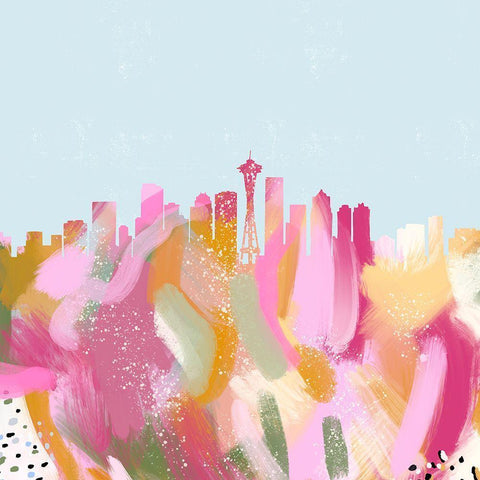 City Skyline V Gold Ornate Wood Framed Art Print with Double Matting by Singleton, Ashley