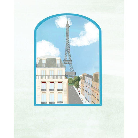 Eiffel Tower Window Black Modern Wood Framed Art Print by Singleton, Ashley