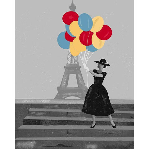 French Balloons Gold Ornate Wood Framed Art Print with Double Matting by Singleton, Ashley