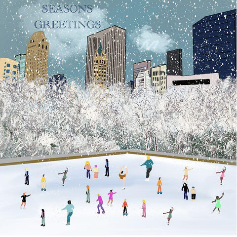 Seasons Greetings Black Modern Wood Framed Art Print with Double Matting by Singleton, Ashley