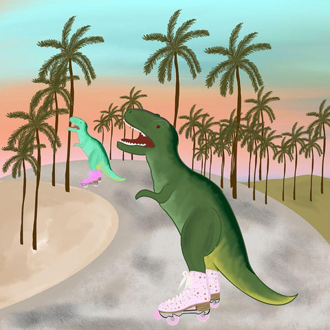 Derby Dino Black Modern Wood Framed Art Print with Double Matting by Singleton, Ashley