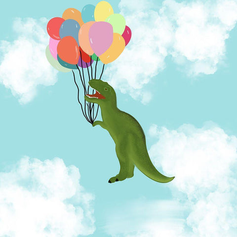 Dino Takes Flight Black Modern Wood Framed Art Print with Double Matting by Singleton, Ashley