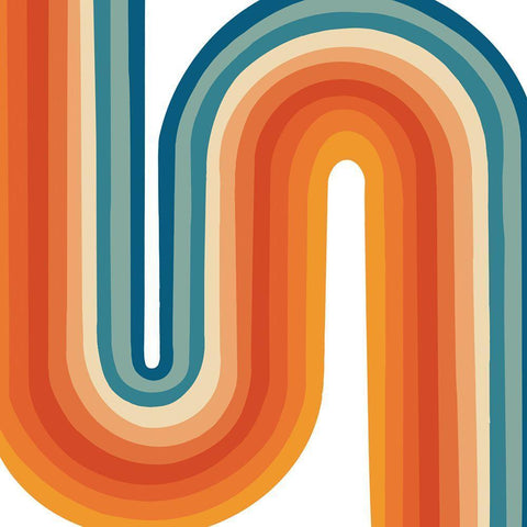 Retro Rainbow Black Ornate Wood Framed Art Print with Double Matting by Singleton, Ashley