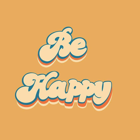 Be Happy Gold Ornate Wood Framed Art Print with Double Matting by Singleton, Ashley