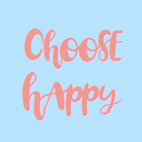 Choose Happy White Modern Wood Framed Art Print by Singleton, Ashley