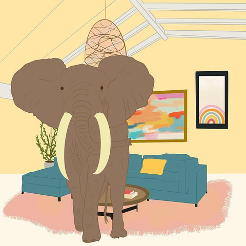 Elephant in the Room Black Ornate Wood Framed Art Print with Double Matting by Singleton, Ashley