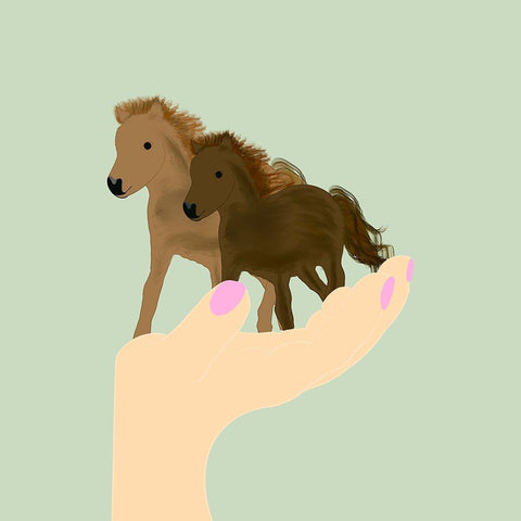 MIni Horses White Modern Wood Framed Art Print with Double Matting by Singleton, Ashley