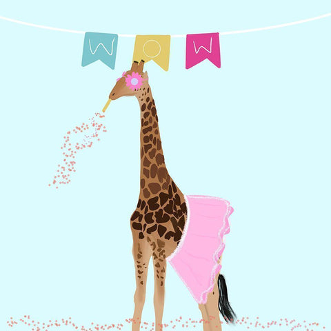 Wow Giraffe Black Modern Wood Framed Art Print by Singleton, Ashley