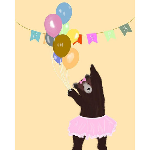 Birthday Bear Black Modern Wood Framed Art Print with Double Matting by Singleton, Ashley