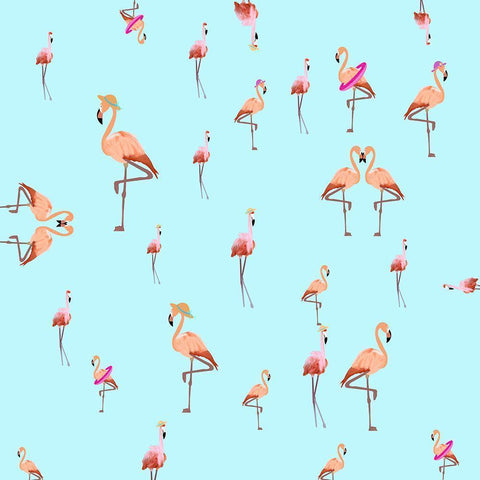 Flamingos White Modern Wood Framed Art Print by Singleton, Ashley