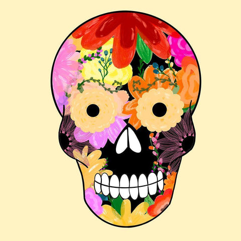 Flower Face Black Modern Wood Framed Art Print by Singleton, Ashley