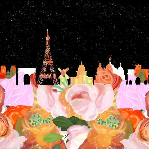 Paris Cityscape Black Modern Wood Framed Art Print with Double Matting by Singleton, Ashley