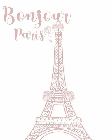 Bonjour Black Ornate Wood Framed Art Print with Double Matting by Singleton, Ashley