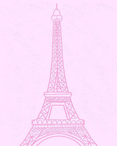 Pink Eiffel Tower Black Ornate Wood Framed Art Print with Double Matting by Singleton, Ashley