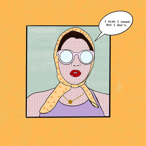 I dont care. White Modern Wood Framed Art Print with Double Matting by Singleton, Ashley