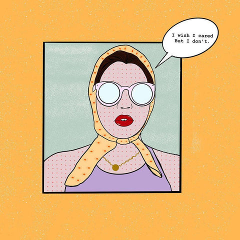 I dont care. Black Modern Wood Framed Art Print with Double Matting by Singleton, Ashley