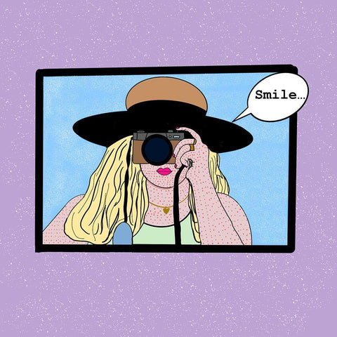 Smile White Modern Wood Framed Art Print with Double Matting by Singleton, Ashley