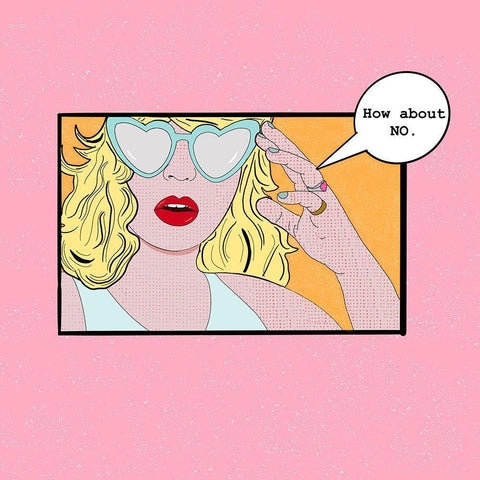 NO White Modern Wood Framed Art Print by Singleton, Ashley