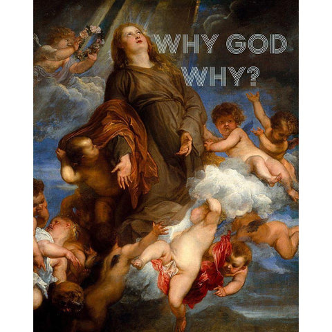 Why-God-Why? Black Modern Wood Framed Art Print with Double Matting by Singleton, Ashley