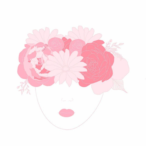 Floral Lady Black Modern Wood Framed Art Print by Singleton, Ashley