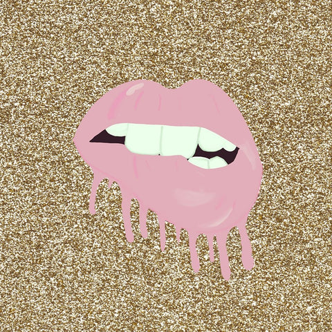 Lips Black Ornate Wood Framed Art Print with Double Matting by Singleton, Ashley