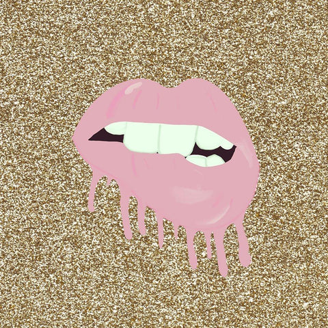 Lips Black Modern Wood Framed Art Print by Singleton, Ashley