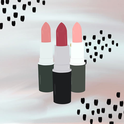 Lipstick White Modern Wood Framed Art Print with Double Matting by Singleton, Ashley