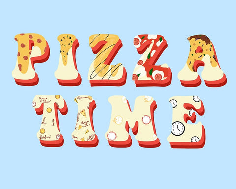 Pizza Time Black Modern Wood Framed Art Print by Singleton, Ashley