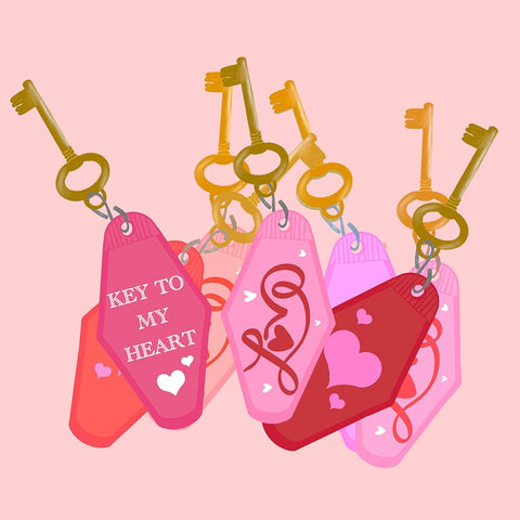 Key to My Heart White Modern Wood Framed Art Print with Double Matting by Singleton, Ashley