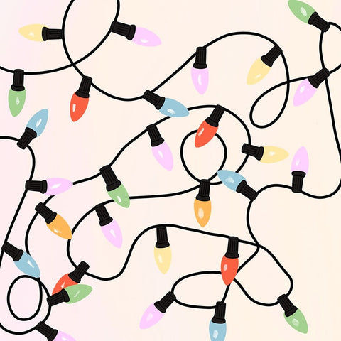 Christmas Lights Black Modern Wood Framed Art Print by Singleton, Ashley