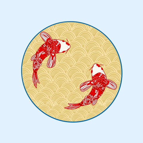 Koi Fish White Modern Wood Framed Art Print with Double Matting by Singleton, Ashley